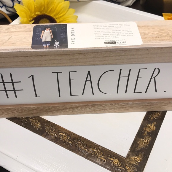 NEW Rae Dunn #1 TEACHER Sign Decoration - Picture 2 of 5